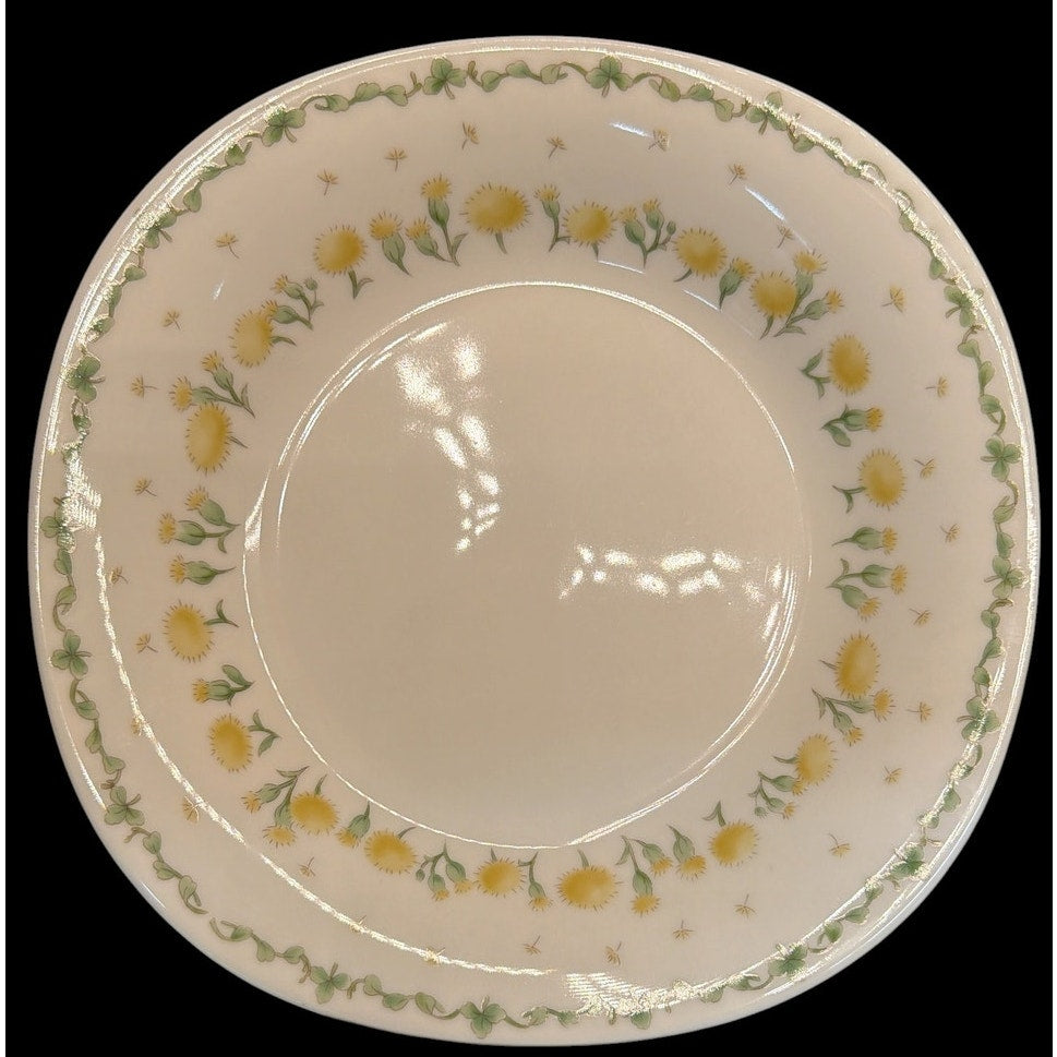 Vintage Hoya Porcelain Set of 4 Rim Soup Bowls Dandelion Clover Japan 9 Inch