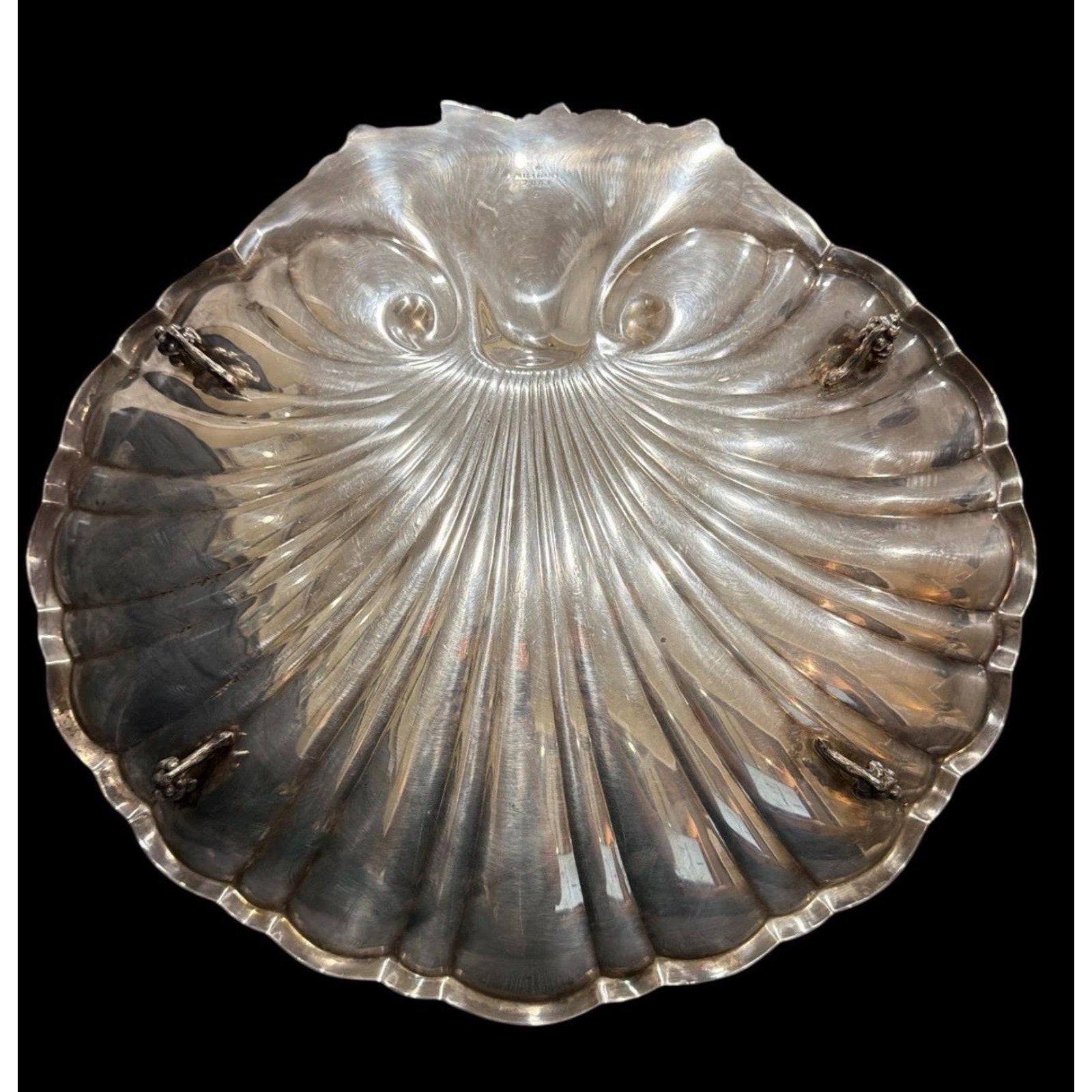 Reed & Barton Shell Platter 16” Silverplate Grape Feet Vintage Serving Tray