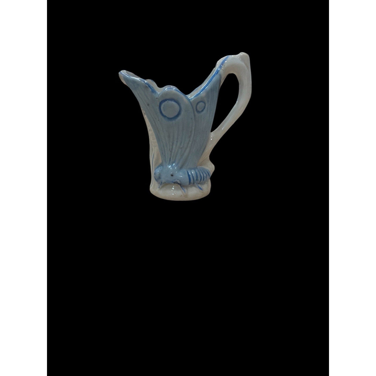 Vintage Blue White Butterfly Bud Vase Mini Art Pottery 4”