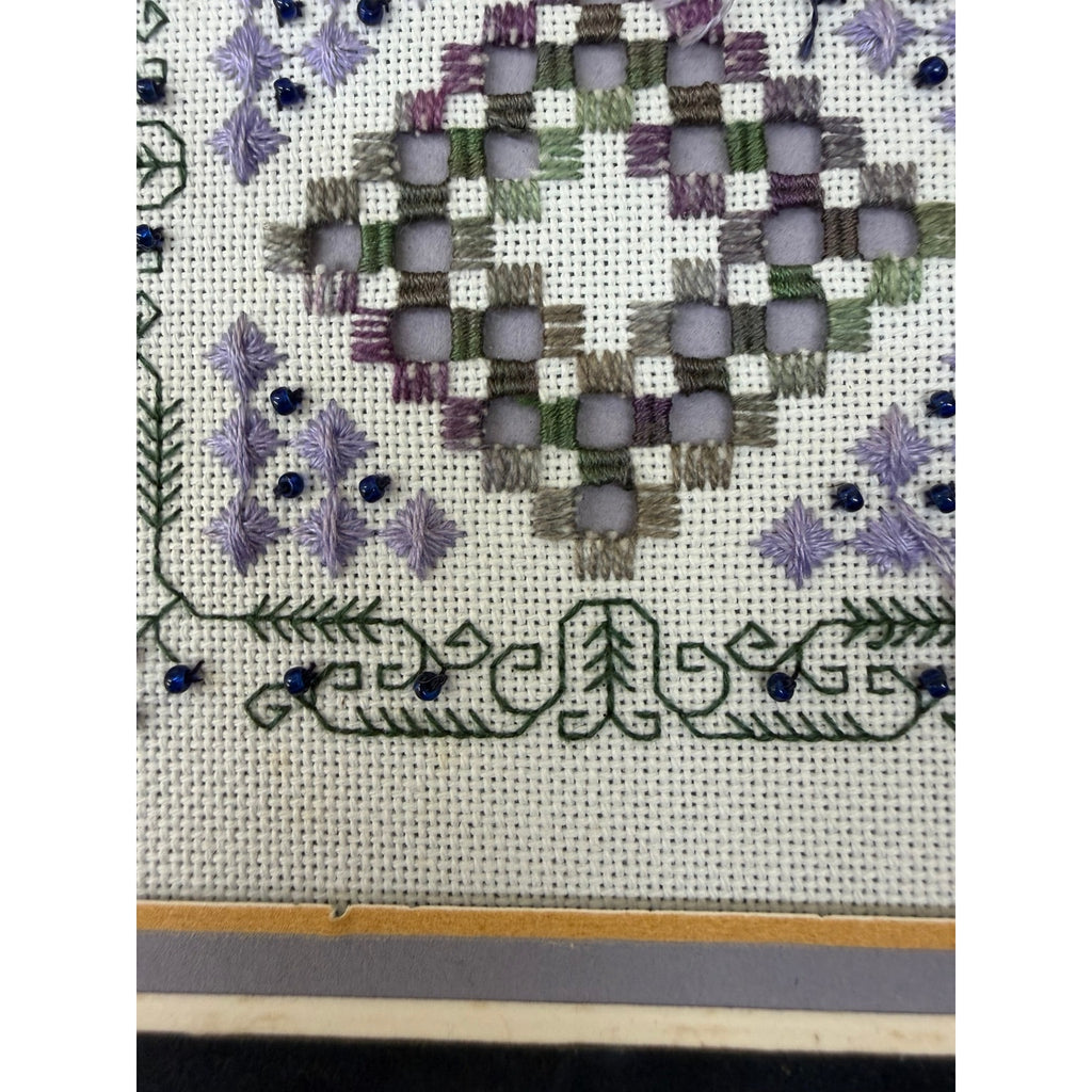 Indigo Rose Jasmine & Sapphires Framed Specialty Stitch Sampler Beaded – additional view 5