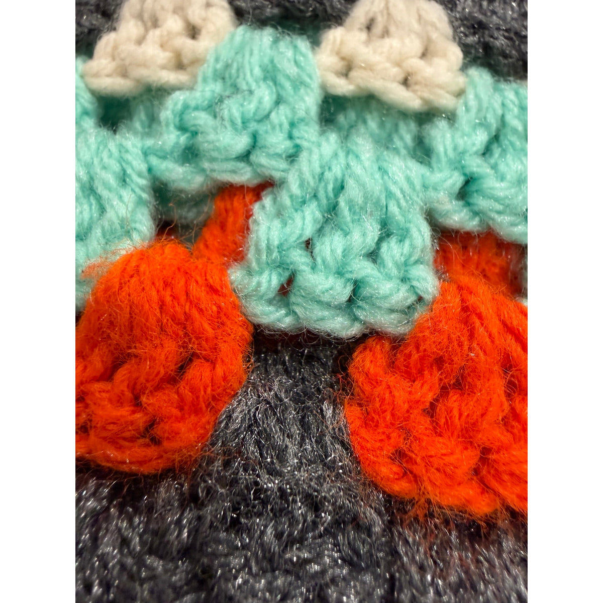 Vintage Crochet Lap Afghan Atomic Autumn Handmade 42 Inch