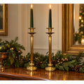 Vintage Solid Brass Candlesticks Pair 14” Tall Fluted Column Taper Holders