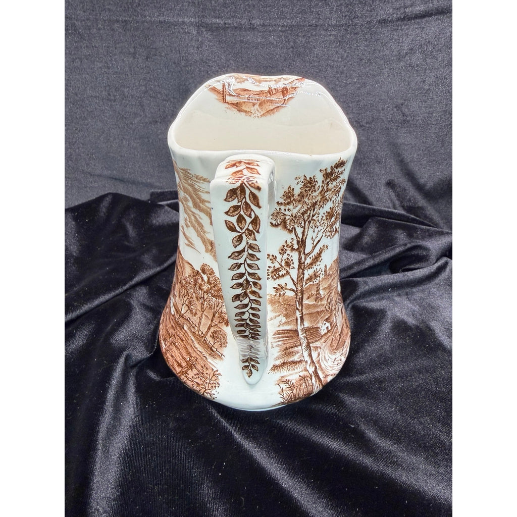 Vintage Alfred Meakin Reverie Ironstone Pitcher Brown Transferware 7 Inch