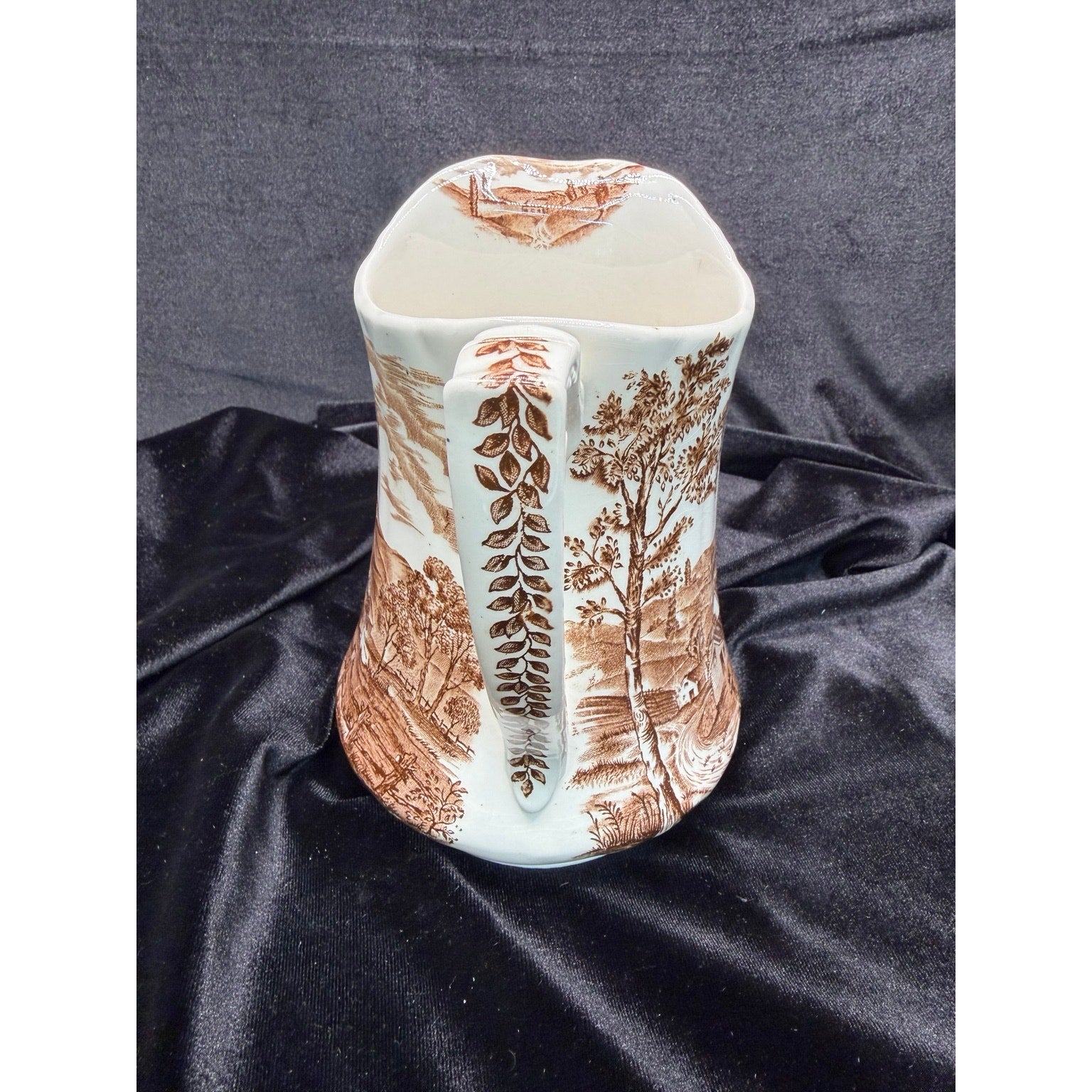 Vintage Alfred Meakin Reverie Ironstone Pitcher Brown Transferware 7 Inch
