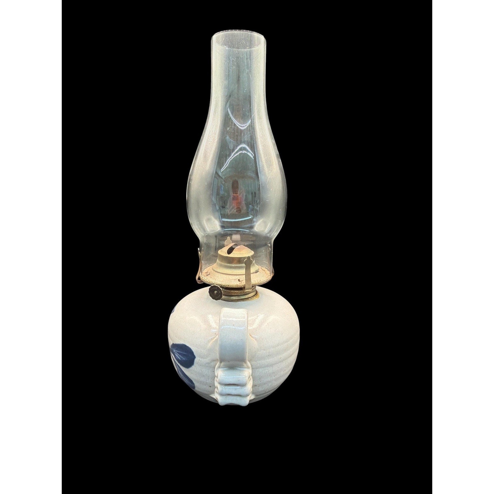 Andy Cochran Studio Pottery Oil Lamp: Fish Motif Stoneware, Signed Andy