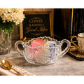 Vintage Cut Glass Daisy Open Sugar Bowl Double Handle Floral Crystal – main view