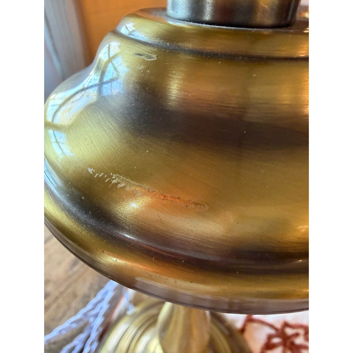 Vintage Solid Brass Student Table Lamp 28 Inch Dome Shade Library Desk Light