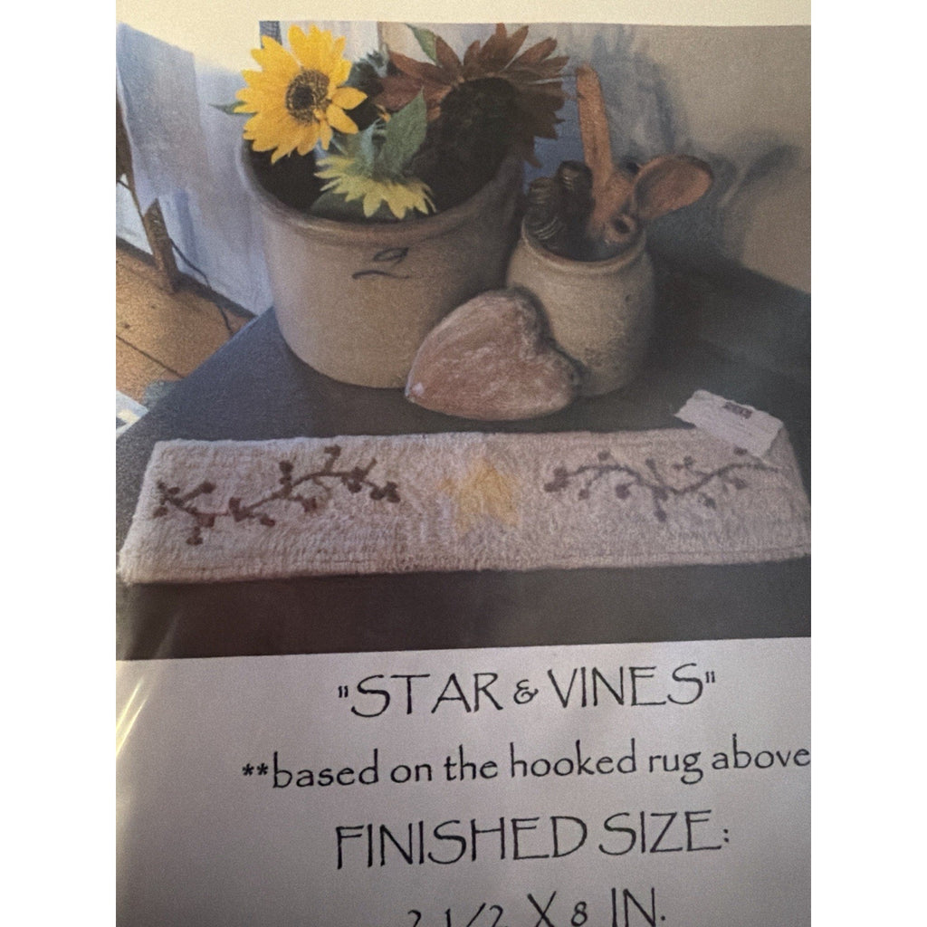 The Old Tattered Flag Punchneedle Pattern Star & Vines Primitive