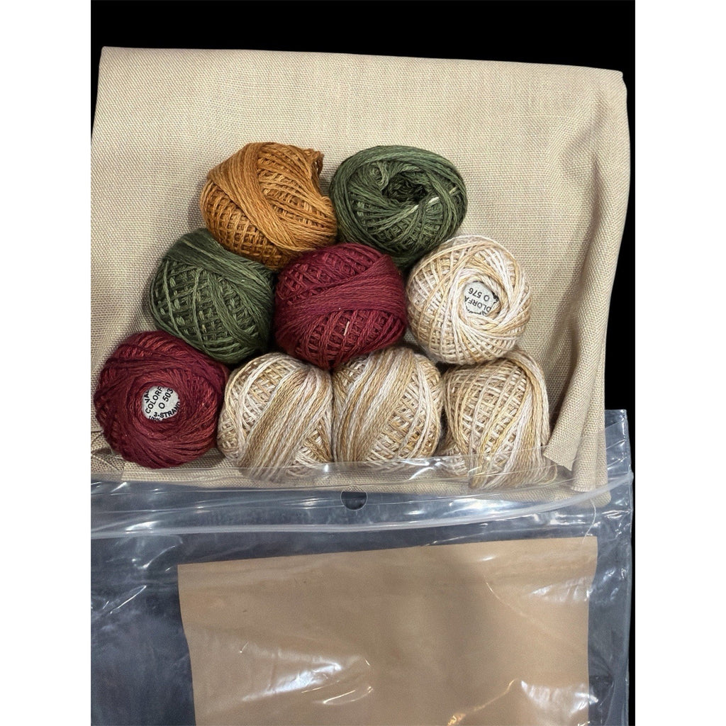 Primitive Gatherings Poinsettia Punch Needle Materials Kit Valdani Floss