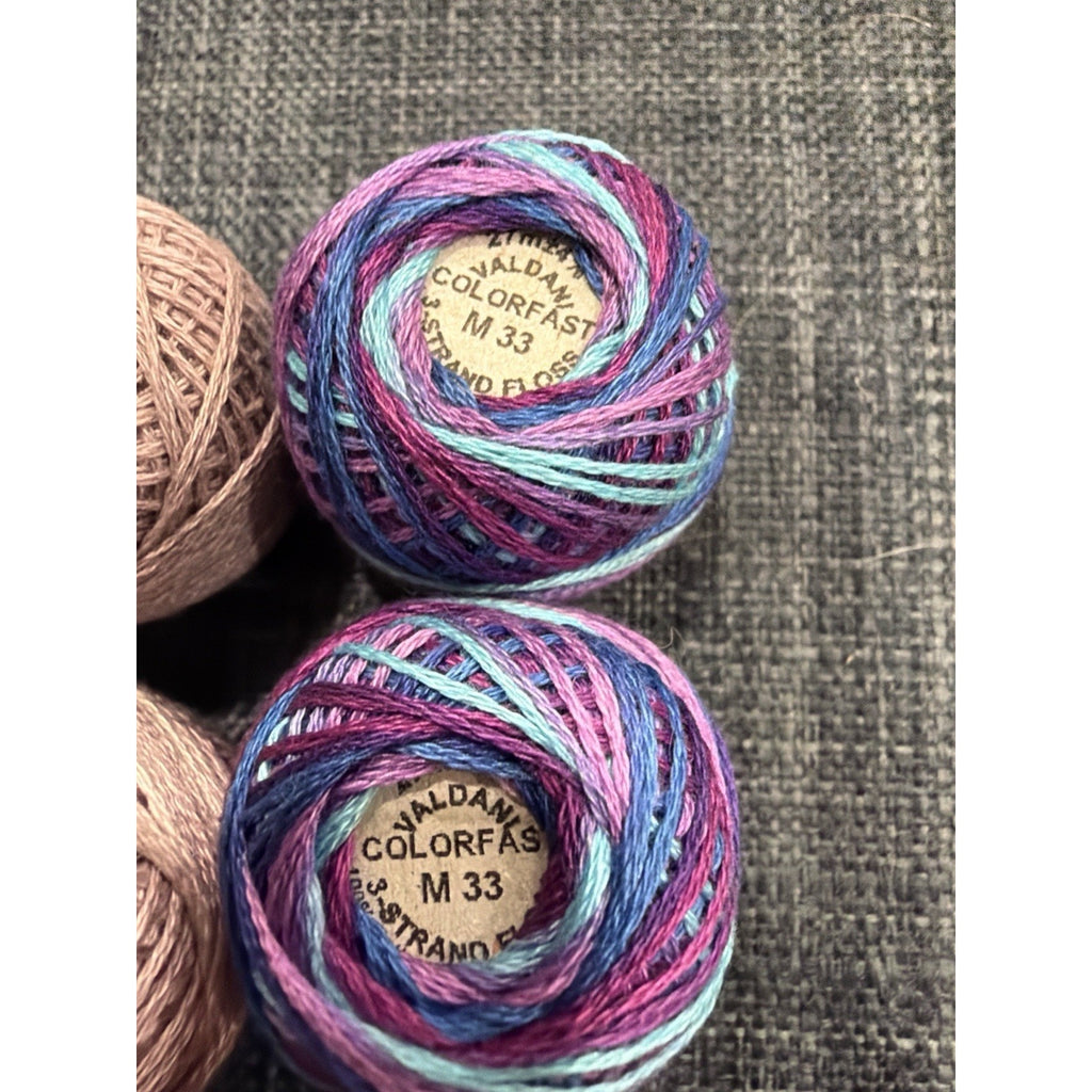 Valdani 3-Strand Cotton Floss Lot 8 Balls Mermaid Moonlight Jewel Tones