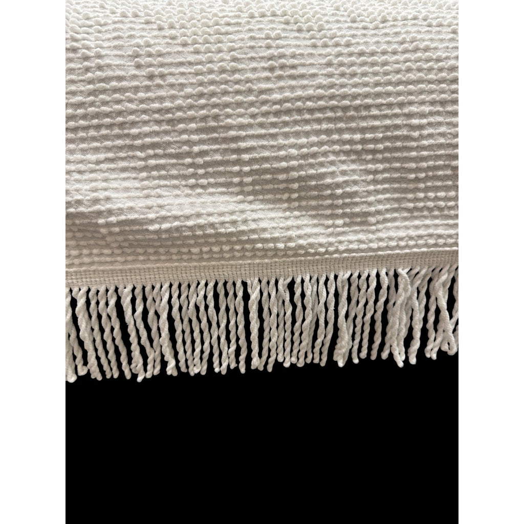 Vintage White Candlewick Bedspread Floral Medallion Fringe Queen 95 x 108 – additional view 10
