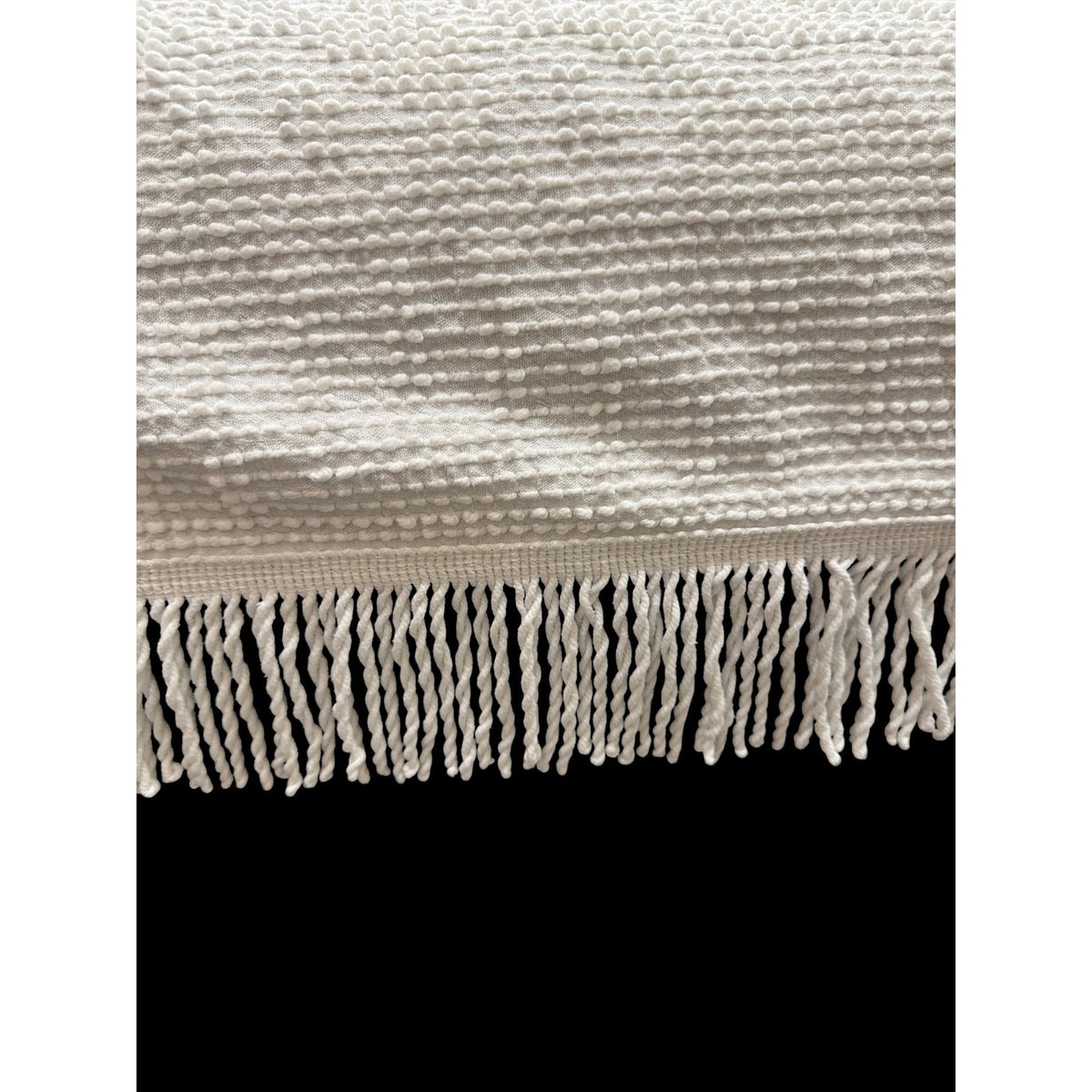 Vintage White Candlewick Bedspread Floral Medallion Fringe Queen 95 x 108 – additional view 10