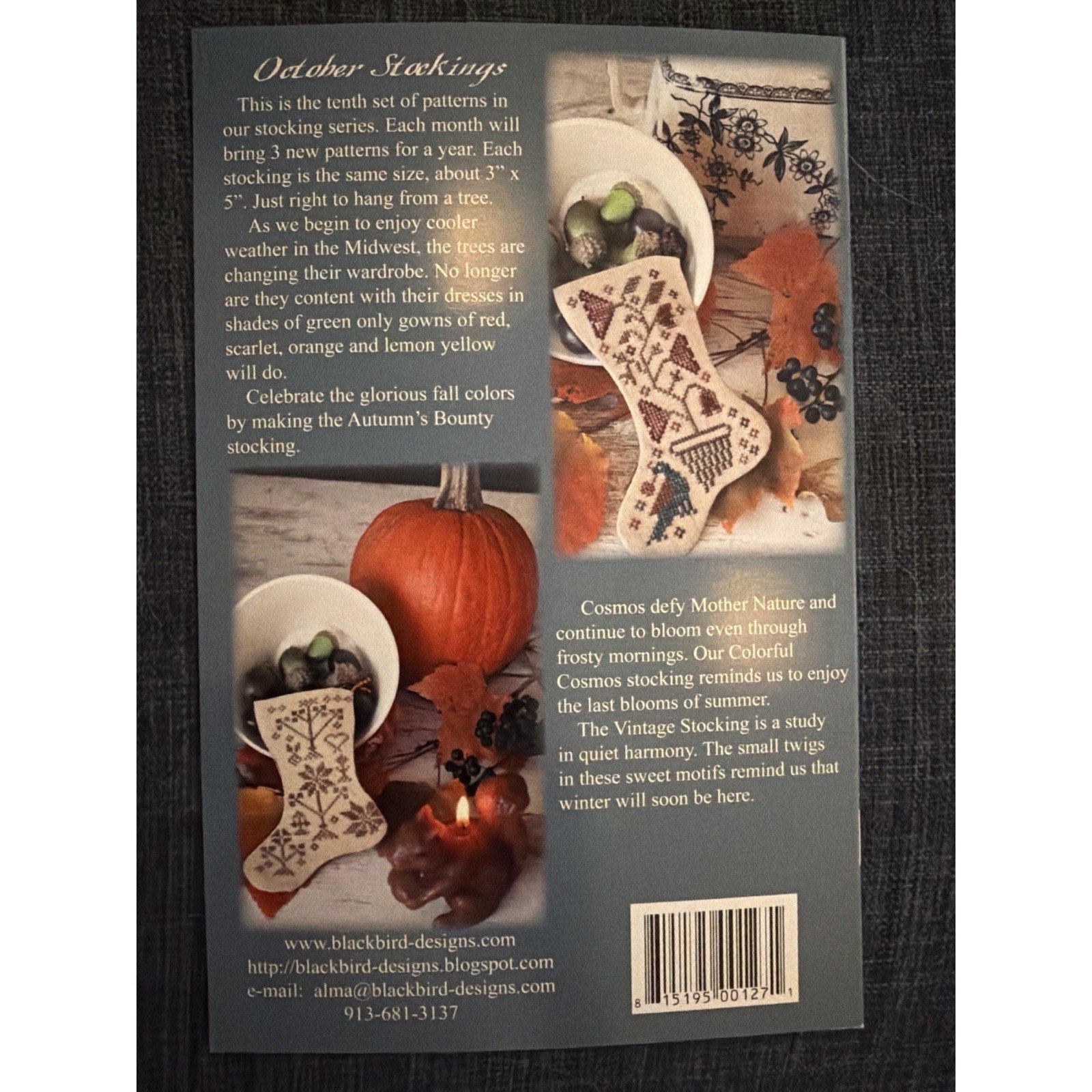 Blackbird Designs October Harvest Stockings Pattern BBD OOP Fall