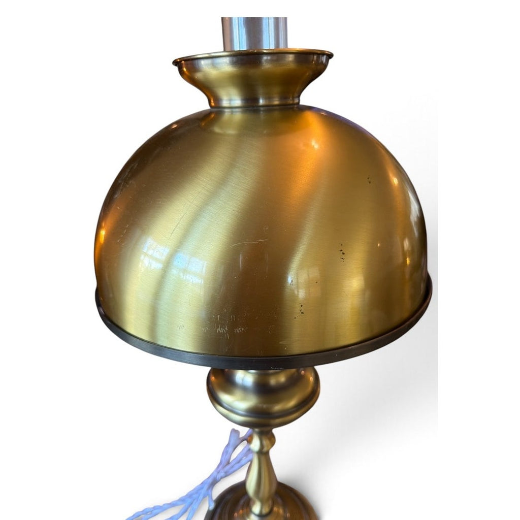 Vintage Solid Brass Student Table Lamp 28 Inch Dome Shade Library Desk Light