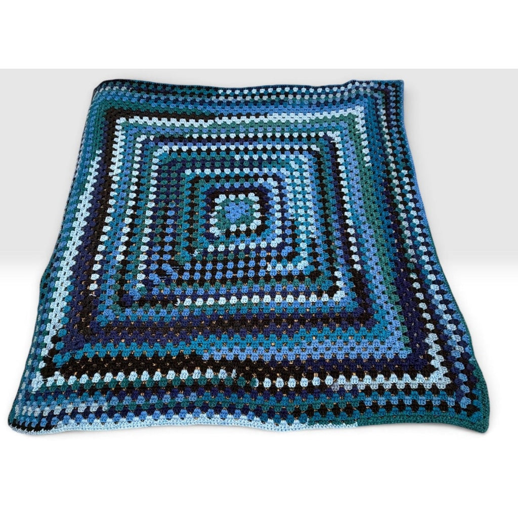 Blue Lagoon Handmade Crochet Afghan Granny Square Lap Throw 46 x 46 – additional view 3