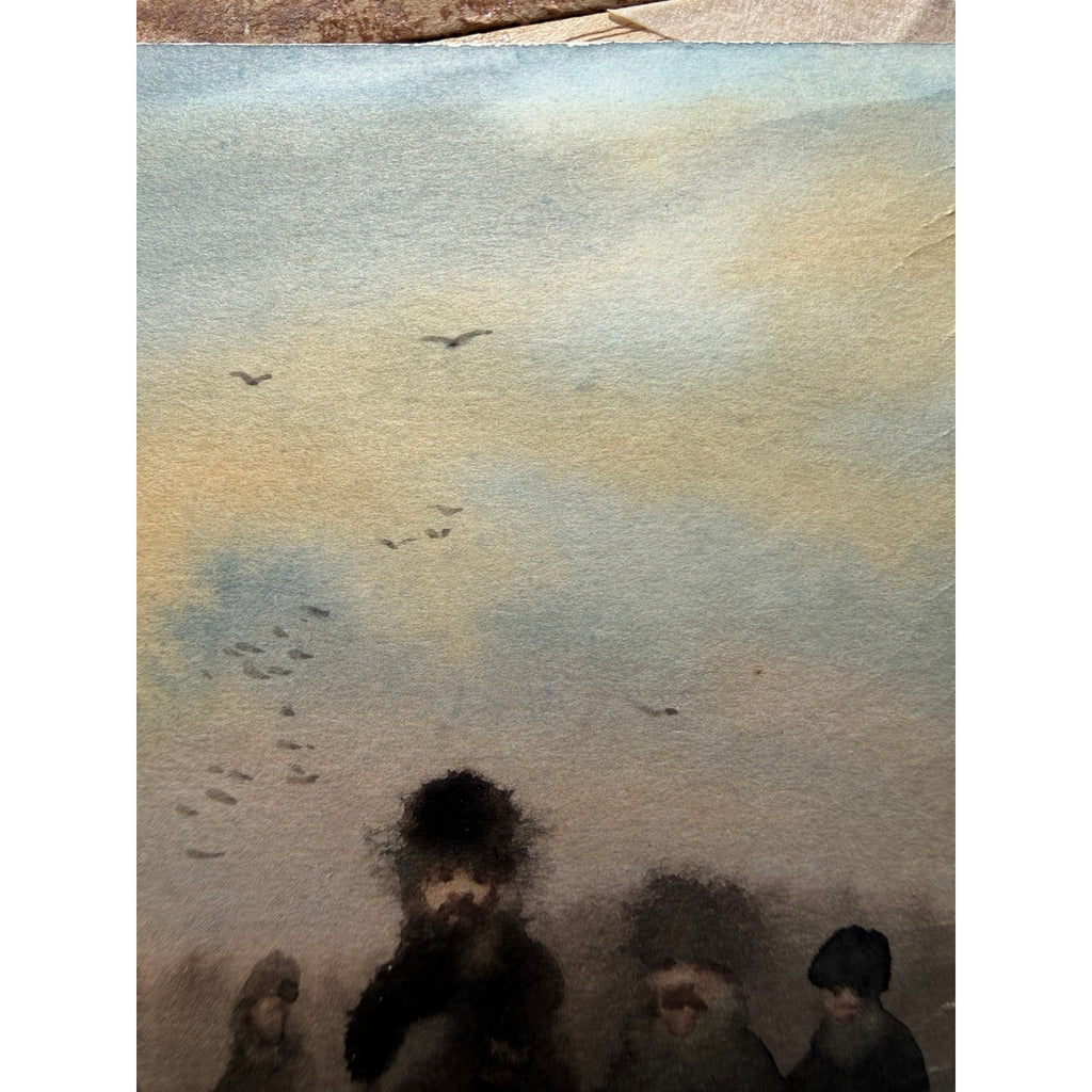 Original Watercolor Painting Russian Winter Procession Gilt Framed Folk Art – additional view 13